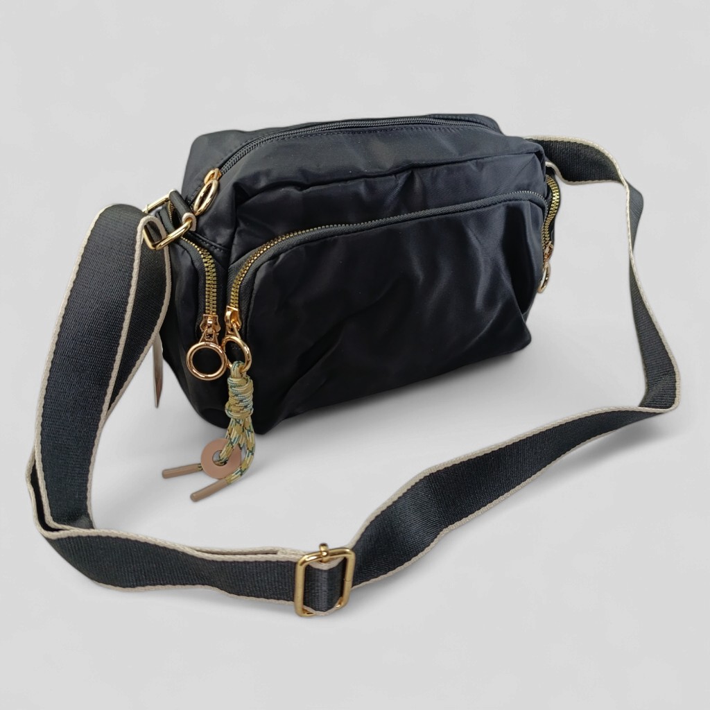 bolso bandolera de nailon negro