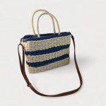 Bolso tipo cesto azul y crema