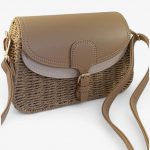 Bolso bandolera rafia taupe y beige