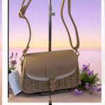Bolso bandolera rafia taupe y beige