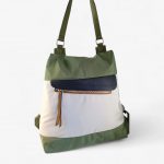 Mochila antirrobo verde y crema convertible en bolso
