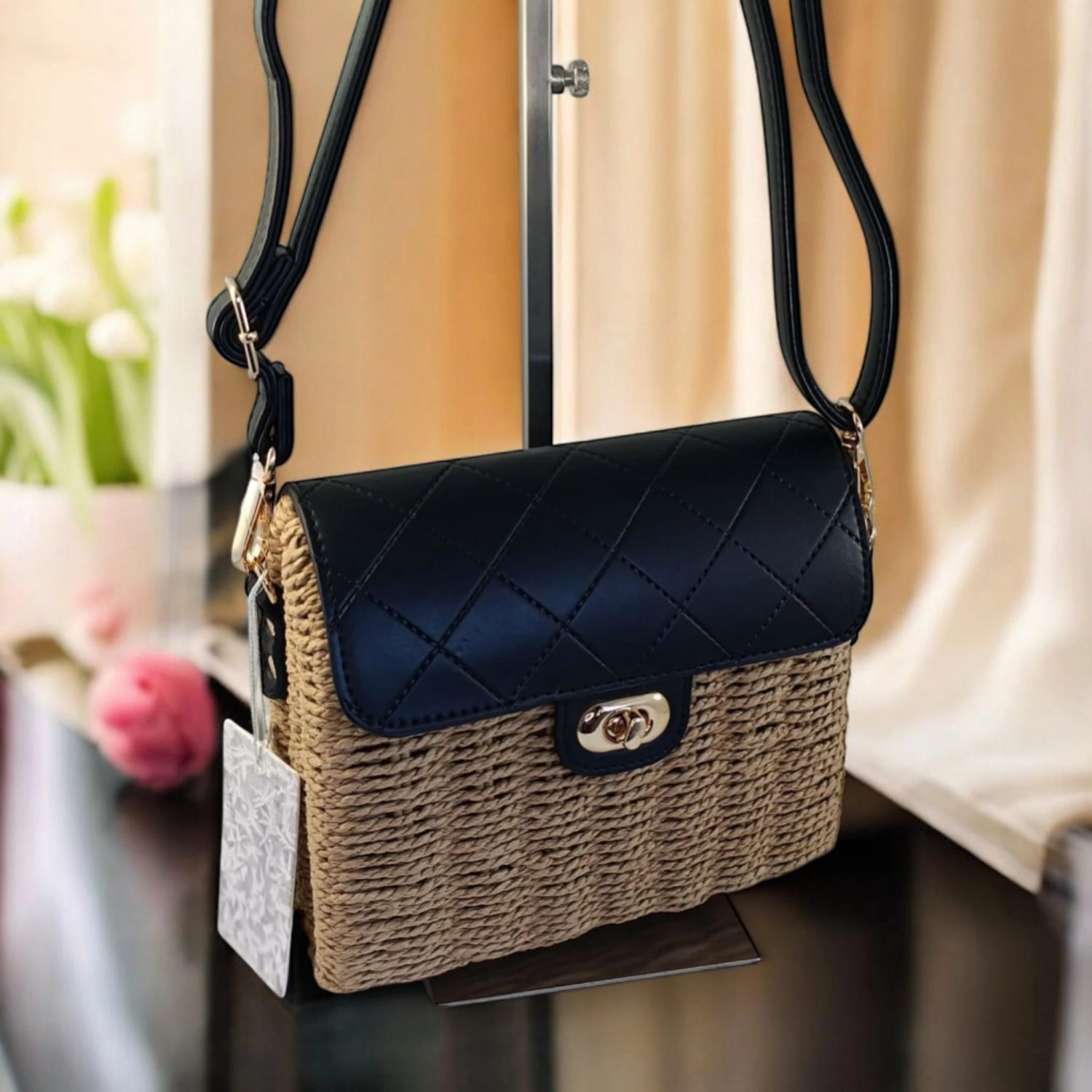 Bolso bandolera rafia solapa