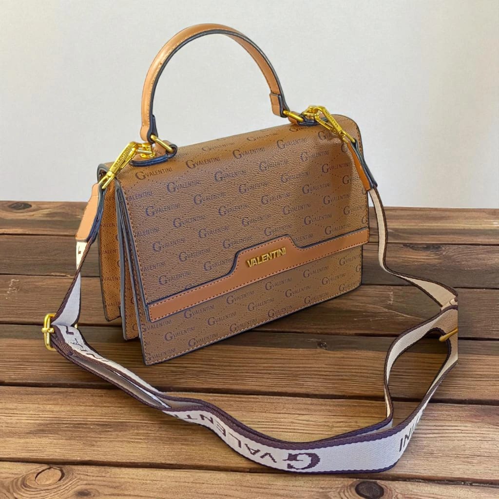 Bolso bandolera marrón camel Valentini elegante mujer piel sintética