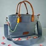 Bolso tote de nailon azul claro mujer con asas