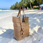 Bolso de rafia mujer grande camel estilo boho verano
