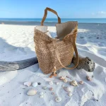 Bolso de rafia mujer grande camel estilo boho verano