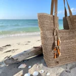 Bolso de rafia mujer grande camel estilo boho verano