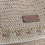 Mochila de rafia mujer beige elegante
