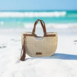Bolso de rafia crema para mujer