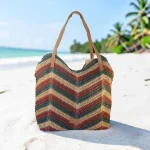 Bolso shopper de rafia multicolor para mujer