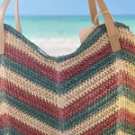 Bolso shopper de rafia multicolor para mujer