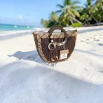 Bolso de rafia original marrón chocolate para mujer