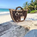 Bolso de rafia original marrón chocolate para mujer