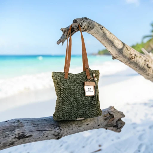Bolso shopper de rafia verde