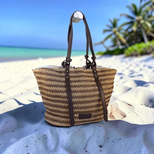 Bolso tote de rafia beige y marrón para mujer