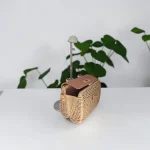 Bolso bandolera elegante de rafia trenzada con asa rígida