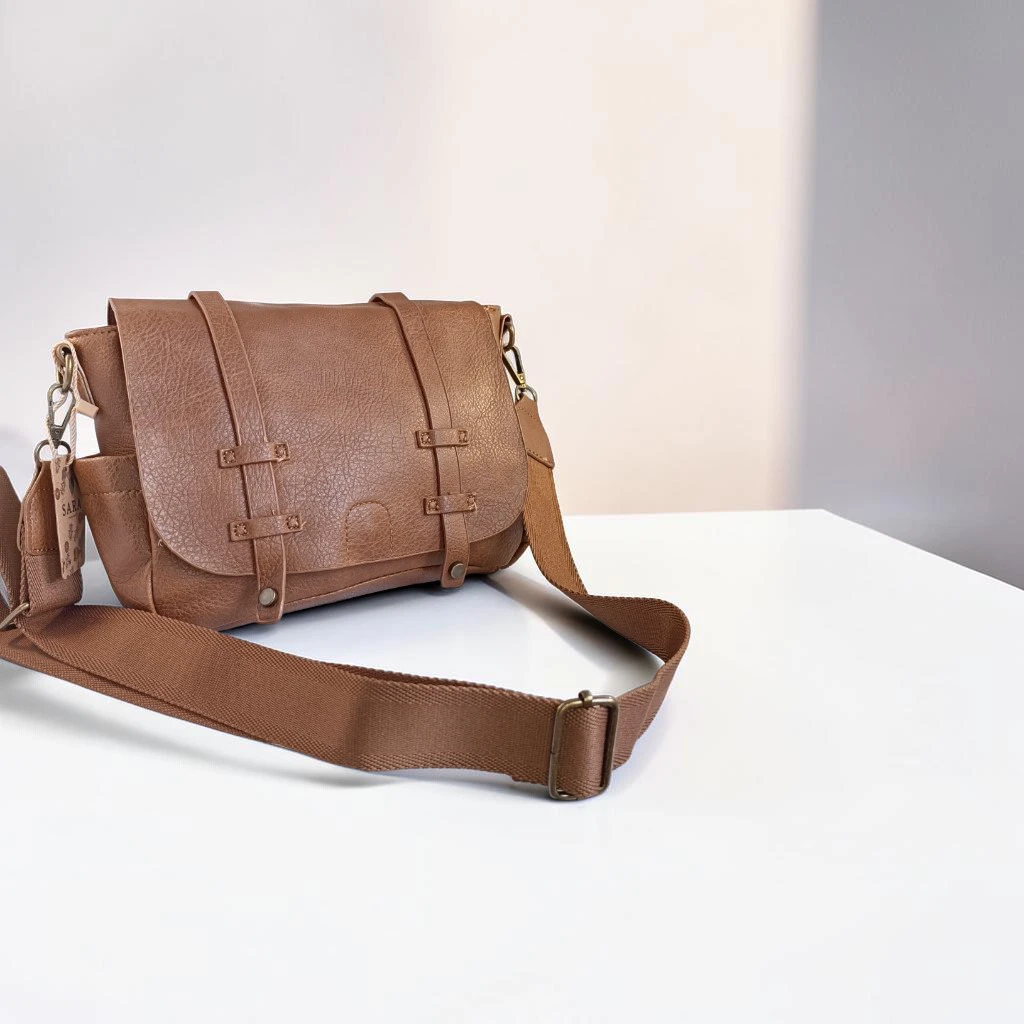 Bolso bandolera mujer marrón de piel vegana