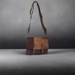 Bolso bandolera mujer marrón chocolate y mostaza tipo maletín
