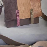 Bolso bandolera mujer marrón chocolate y mostaza tipo maletín