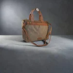 Bolso mujer multicolor marrón camel y topo con bolsillo exterior y bandolera