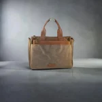 Bolso mujer multicolor marrón camel y topo con bolsillo exterior y bandolera