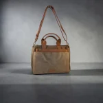 Bolso mujer multicolor marrón camel y topo con bolsillo exterior y bandolera