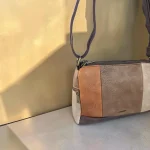 Bolso bandolera mujer de piel vegana en tonos marrones camel beige y topo