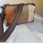 Bolso bandolera mujer de piel vegana en tonos marrones camel beige y topo