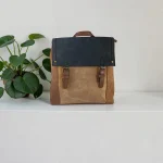 Mochila mujer beige marrón y negra de antelina