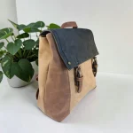 Mochila mujer beige marrón y negra de antelina