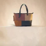 Bolso tote mujer negro y marrón de polipiel patchwork