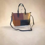 Bolso tote mujer negro y marrón de polipiel patchwork
