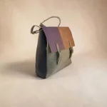 Mochila mujer de piel sintética negra verde burdeos y marrón