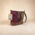 Bolso tote mujer camel burdeos y verde