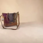 Bolso tote mujer camel burdeos y verde