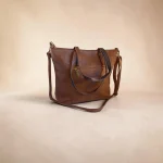Bolso tote mujer camel burdeos y verde