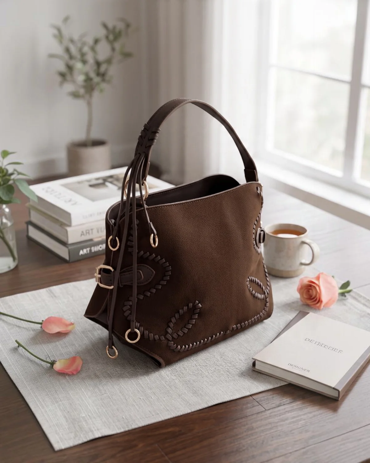 Bolso de mano marrón chocolate
